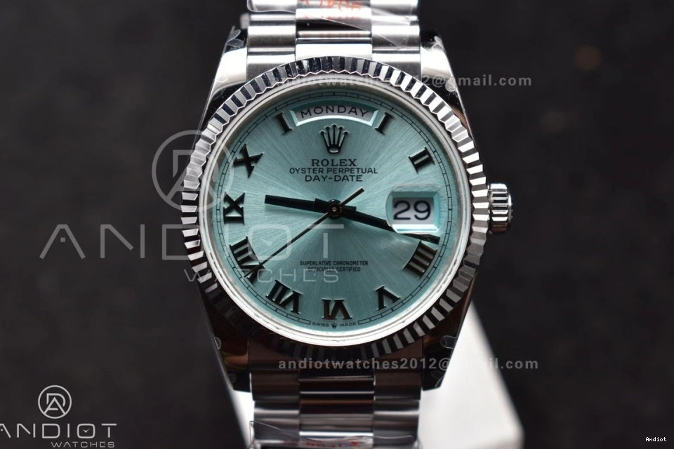 President Best vr3255 Steel (Gain Bracelet Blue SS Dial DayDate 904L Roman 36 on Weight) V5 QF Edition Light 0427